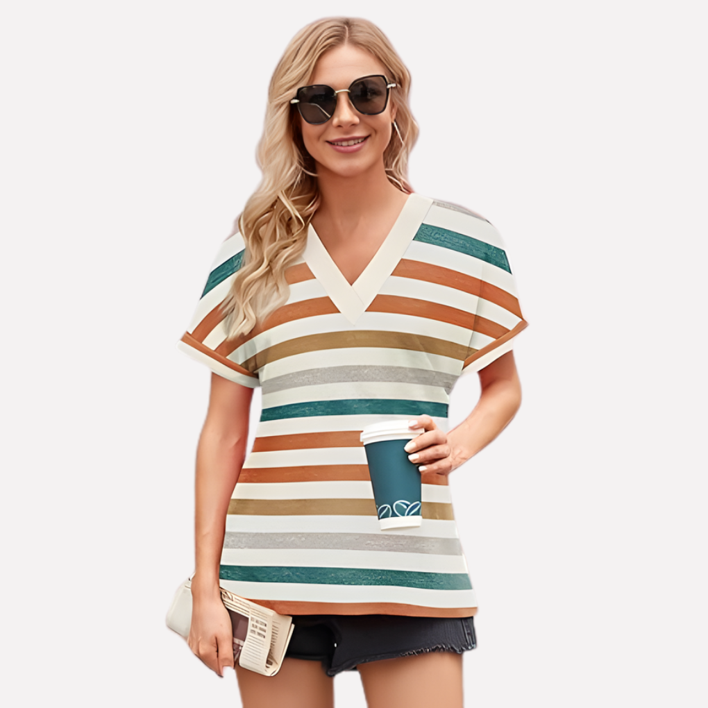 Vrouwen V-Hals Korte Mouwen T-Shirt