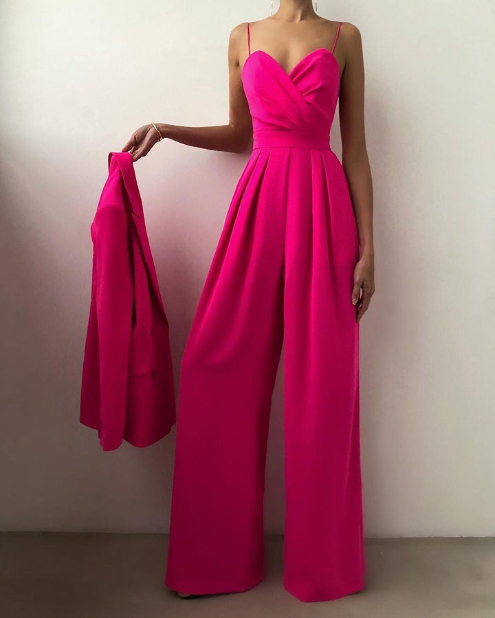 Elegante Jumpsuit met Spaghettibandjes en Wijde Pijpen