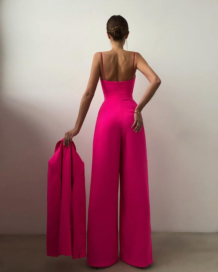 Elegante Jumpsuit met Spaghettibandjes en Wijde Pijpen