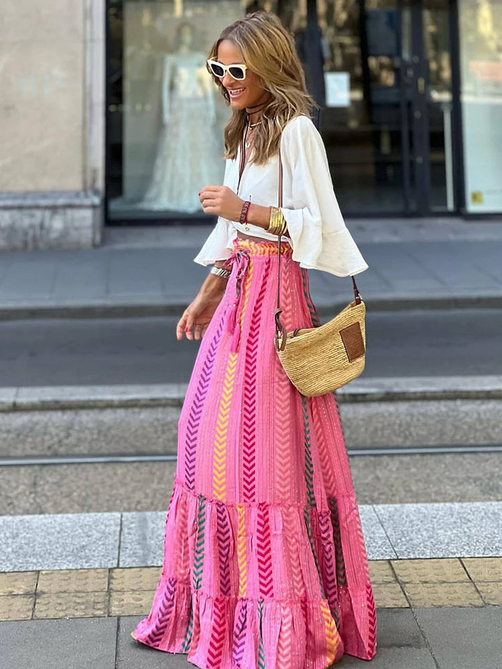 Lange Boho-rok met Elastische Taille Dames