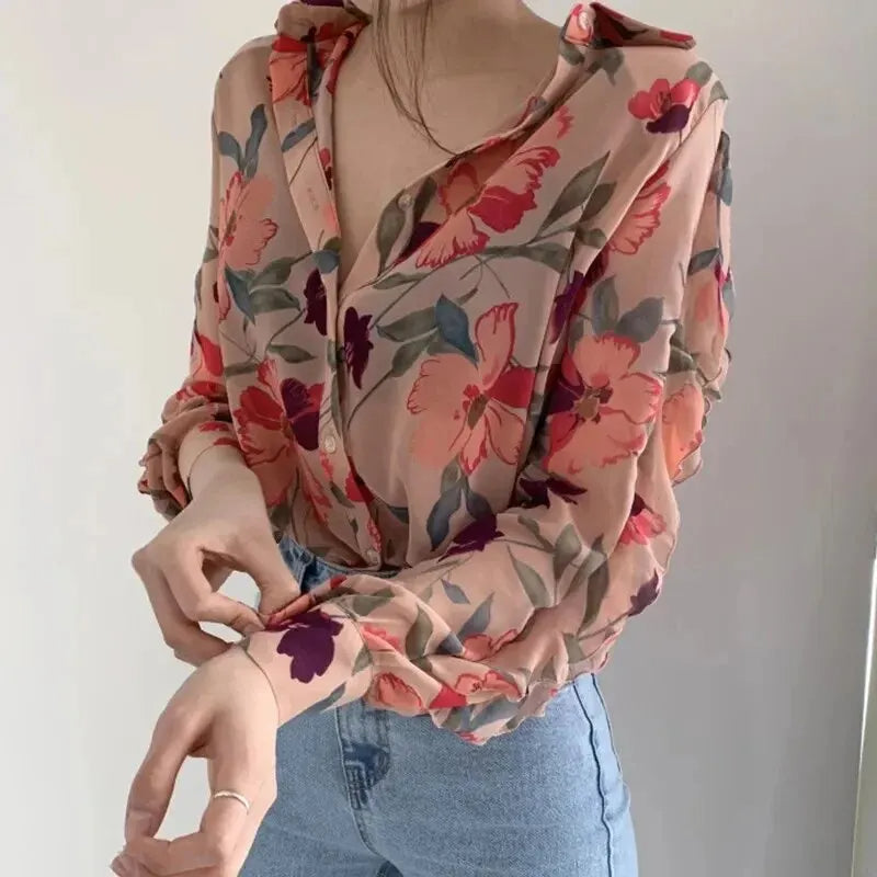 Elegante Chiffon Blouse Voor Dames