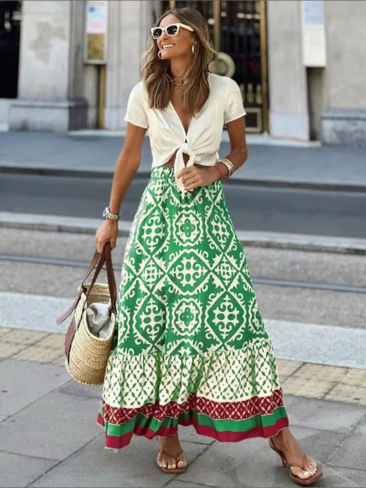 Lange Boho-rok met Elastische Taille Dames