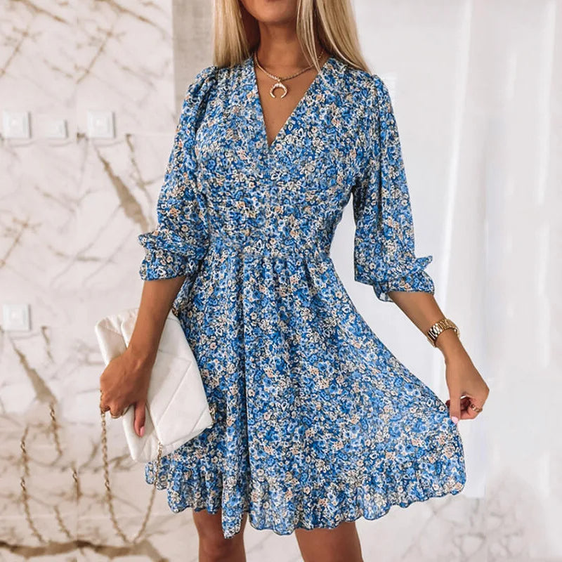 Lilah – Boho Bloemen Mini Jurk dames