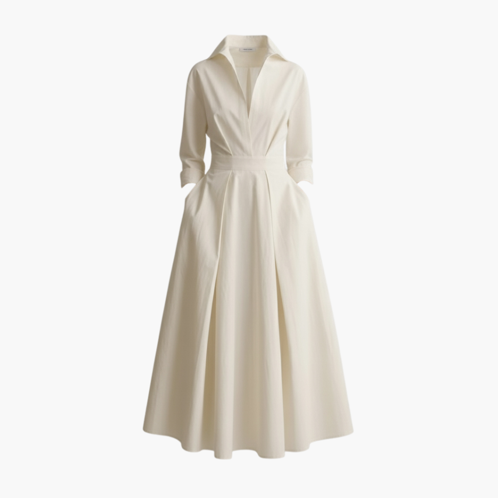 Dames Lange Shirtjurk met Taille Detail en Knopenfront