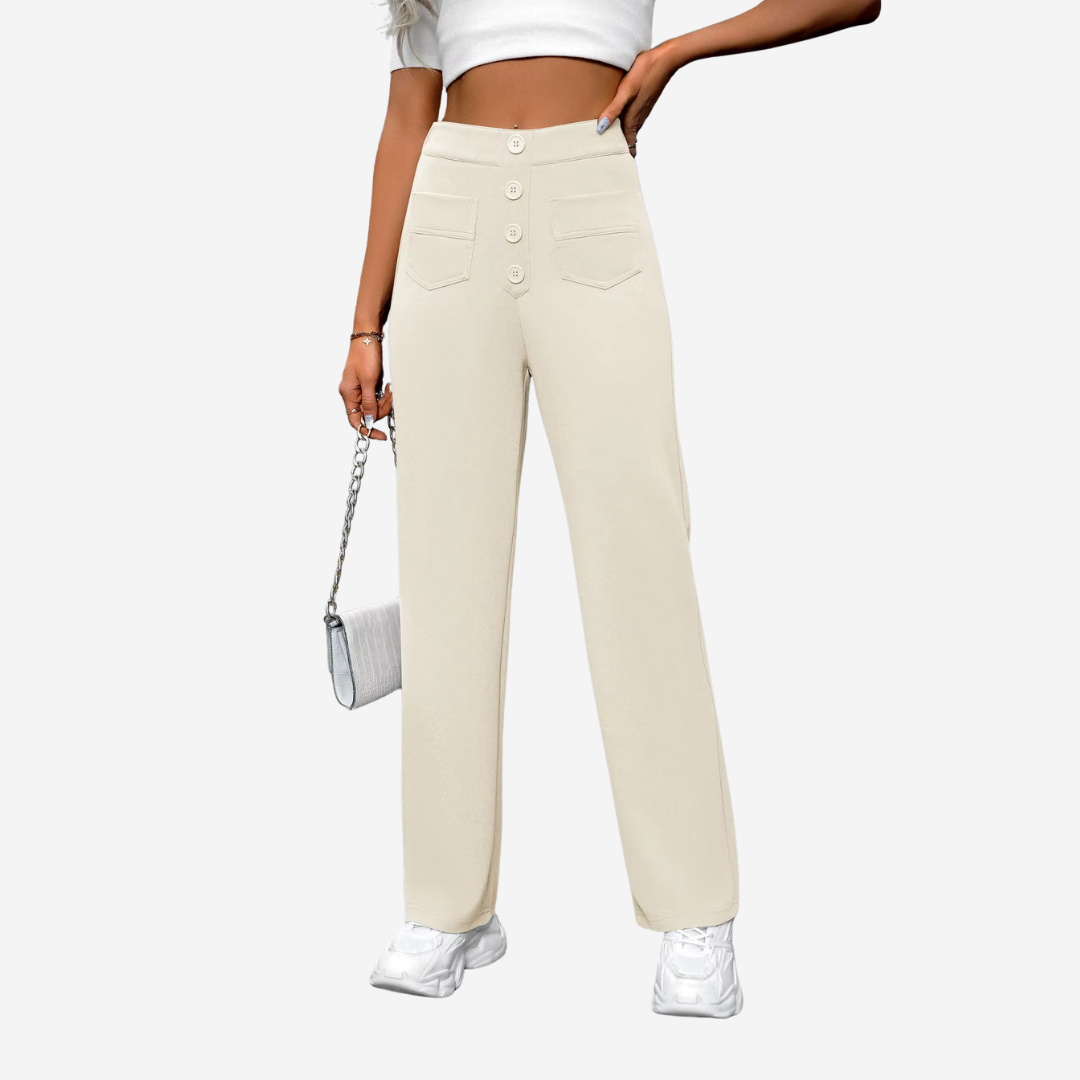 Comfortabel Rechte Broek met Hoge Taille