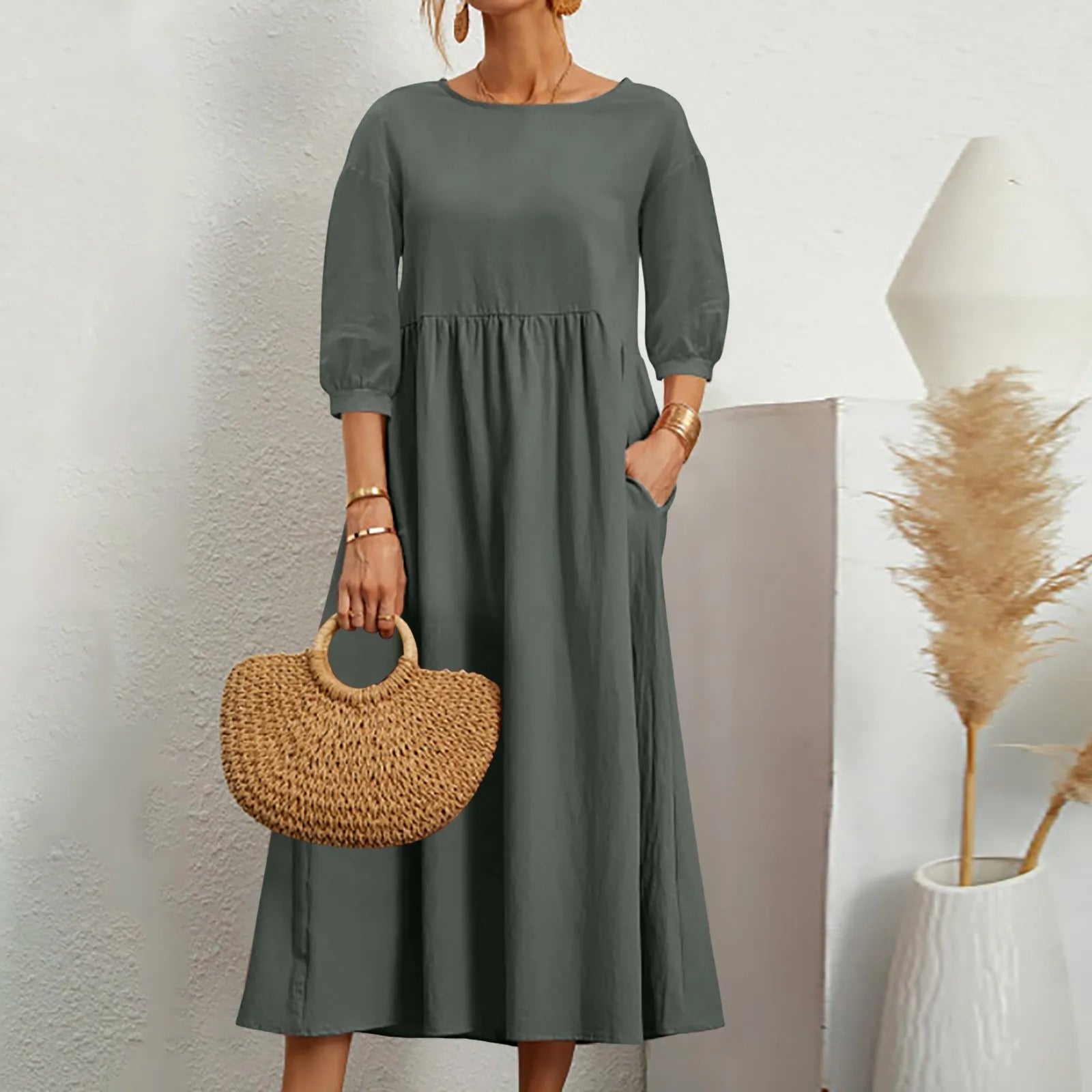 Celine – Midi-Jurk met Patchwork