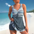 Tankini-zwemjurk met Azteekse print en ruches voor dames