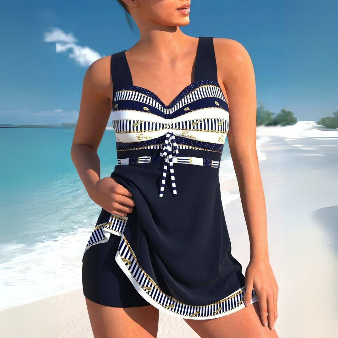 Tankini-zwemjurk met Azteekse print en ruches voor dames