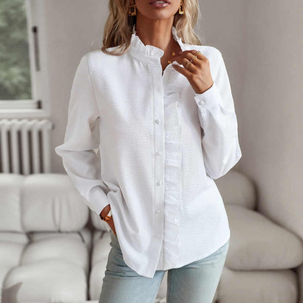 Blouse met textuur en ruches