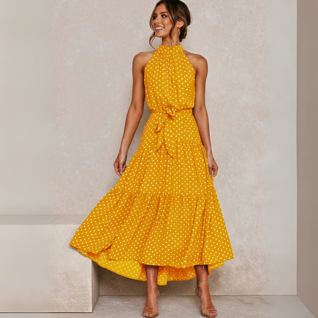 Polka Dot Fit-and-Flare Midi-jurk