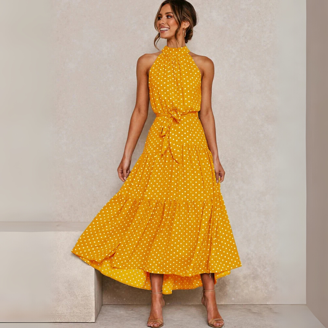 Polka Dot Fit-and-Flare Midi-jurk