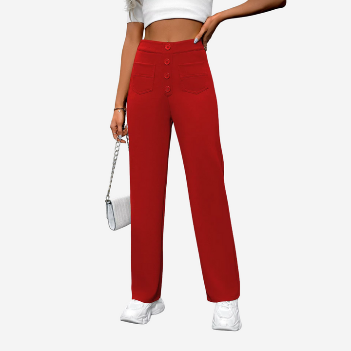 Comfortabel Rechte Broek met Hoge Taille