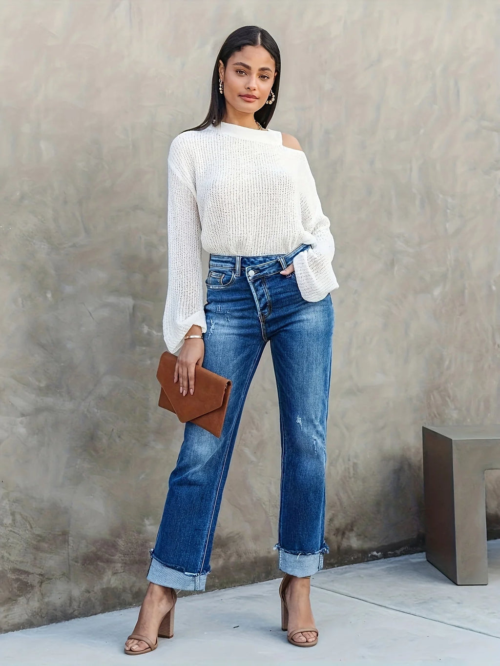 Asymmetrische Straight-Leg Jeans voor Dames