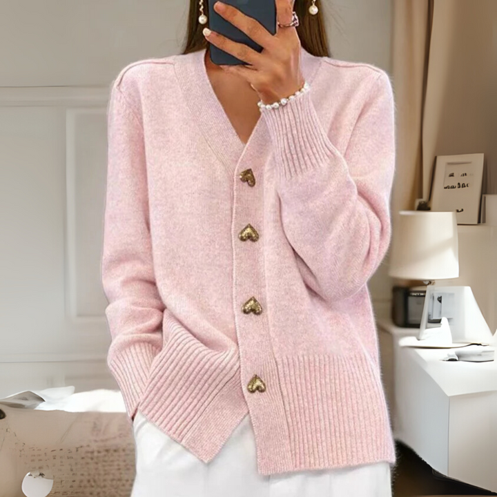 Warme gebreide cardigan met knoopjes