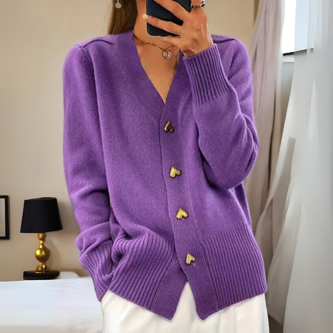 Warme gebreide cardigan met knoopjes