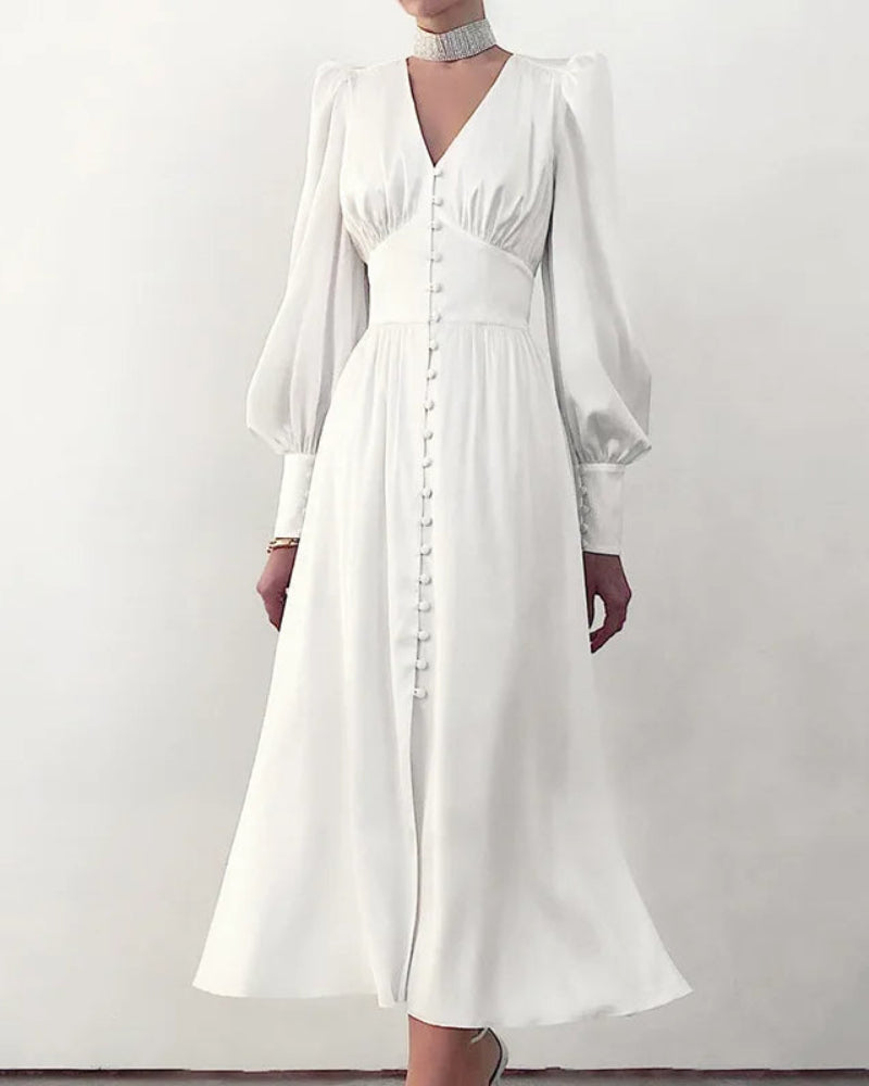 Seraphina – Satijnen Maxi Jurk met V-Hals Voor Dames