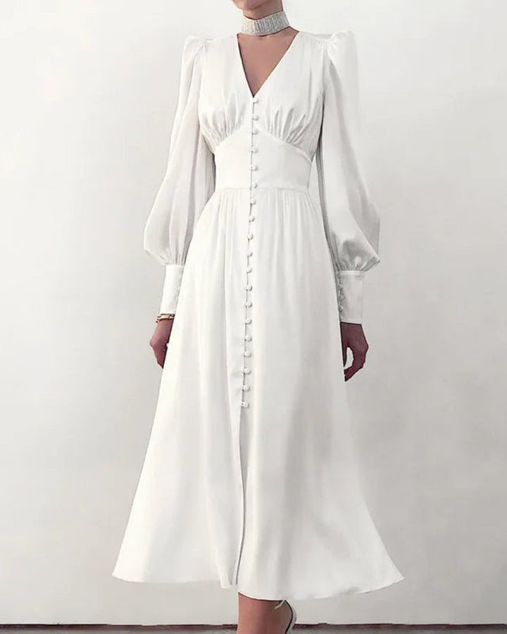 Seraphina – Satijnen Maxi Jurk met V-Hals Voor Dames