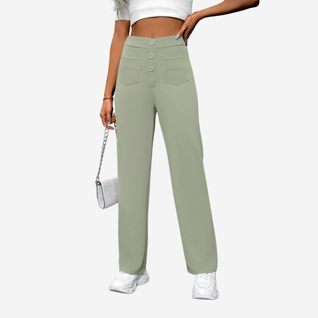 Comfortabel Rechte Broek met Hoge Taille