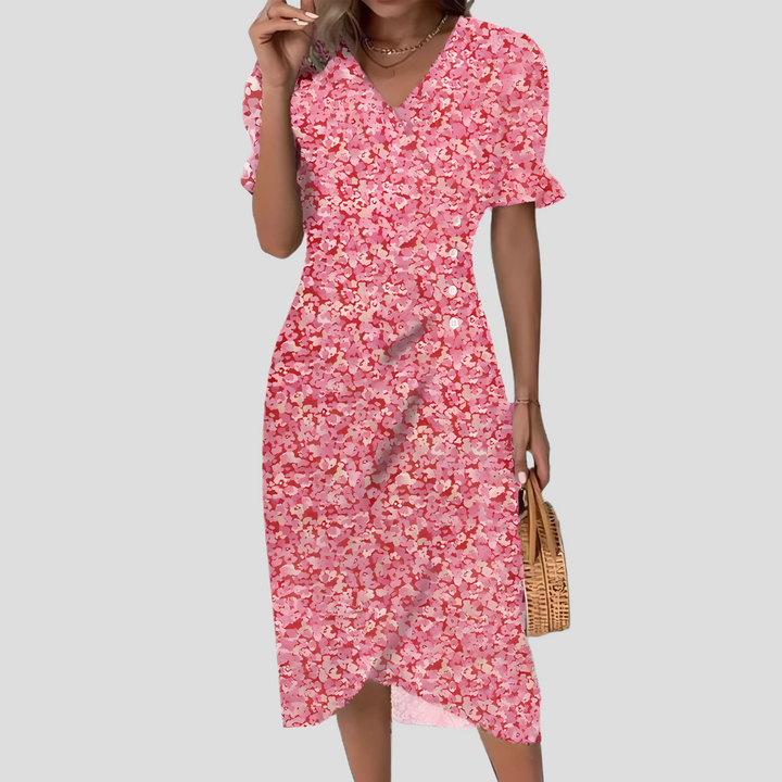 Elegante midi-jurk met bloemenmotief voor dames