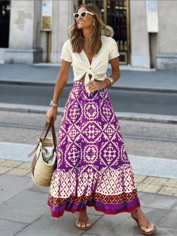 Lange Boho-rok met Elastische Taille Dames