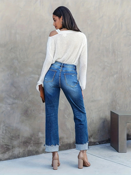 Asymmetrische Straight-Leg Jeans voor Dames