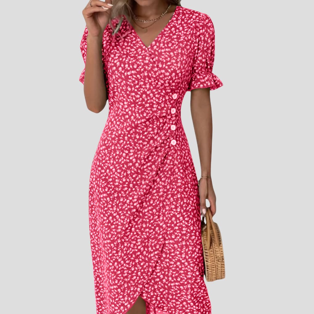 Elegante midi-jurk met bloemenmotief voor dames