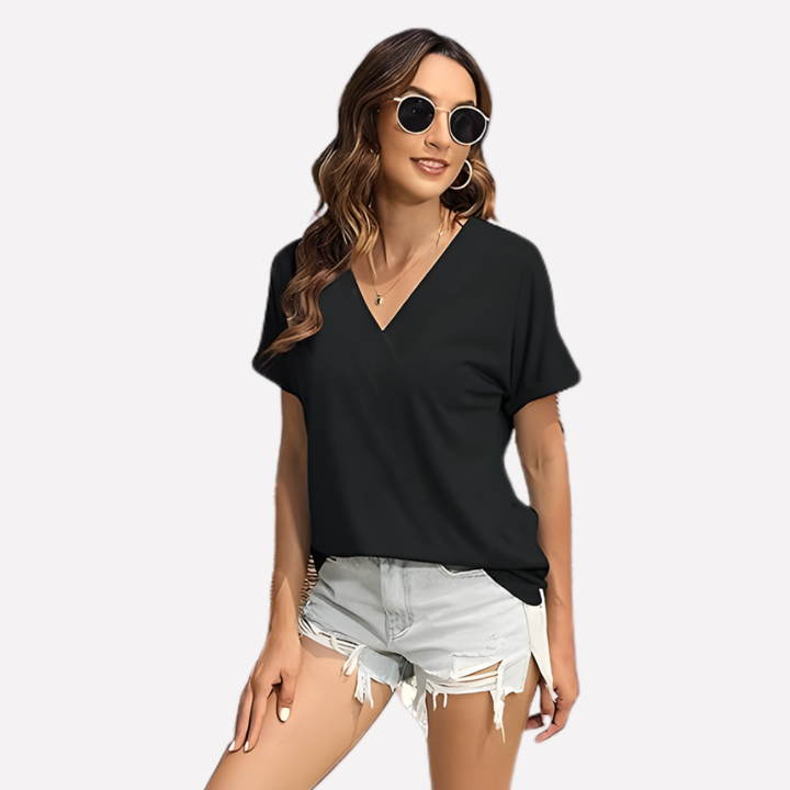 Vrouwen V-Hals Korte Mouwen T-Shirt