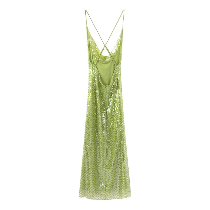 Luxe Paillettenjurk met Open Rug en Spaghettibandjes