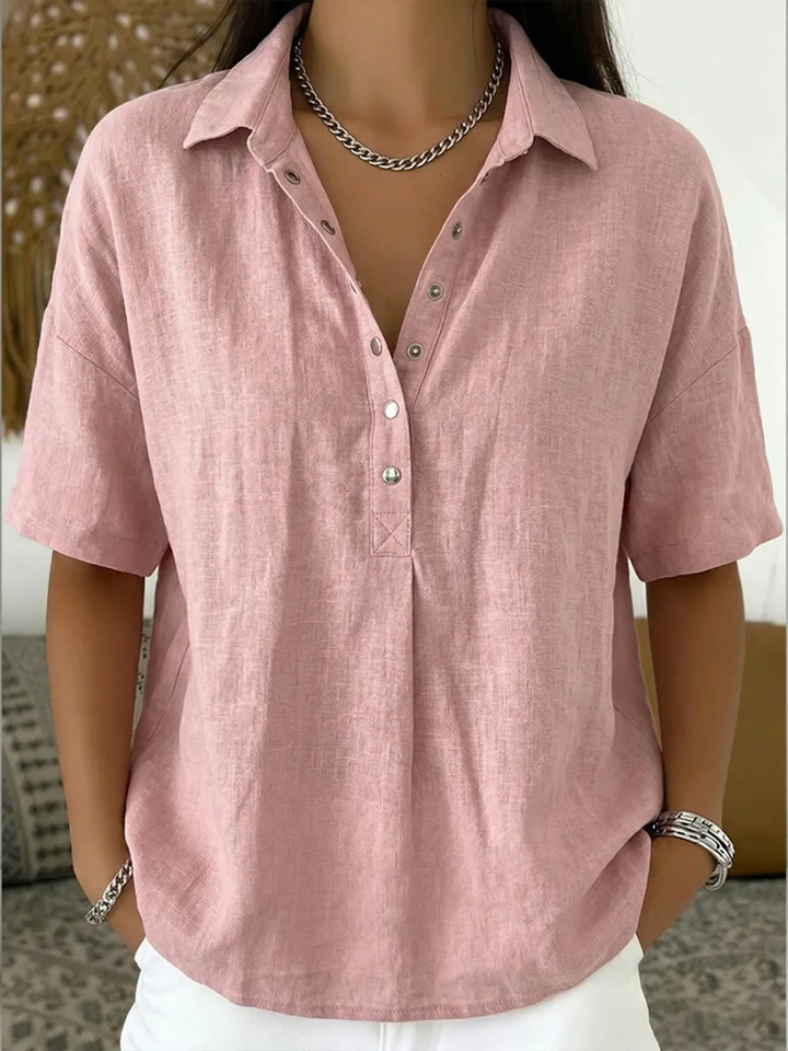 Tessa | Blouse met kraag en knoopdetail