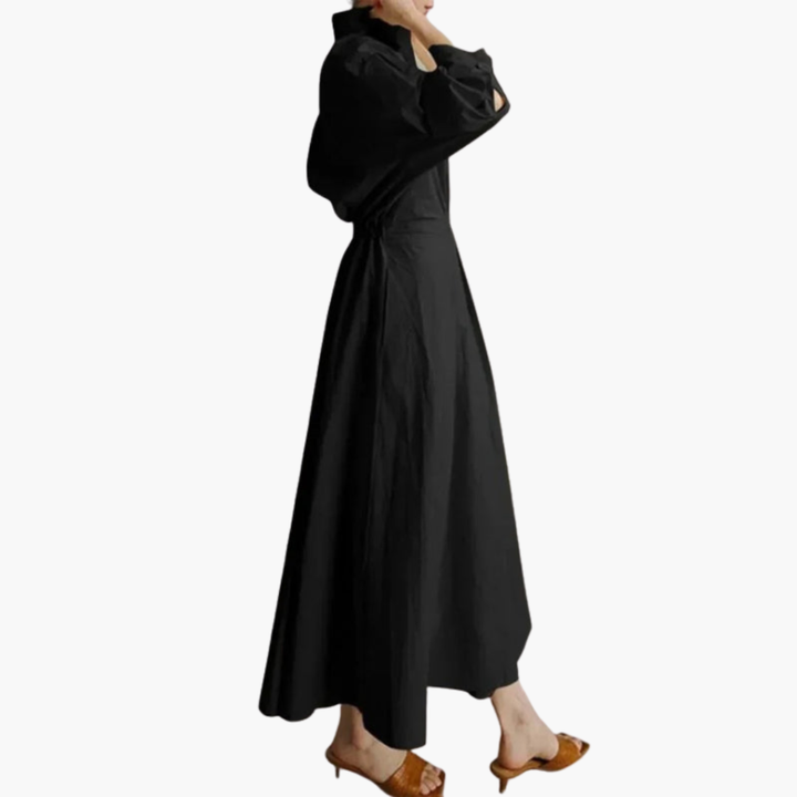 Dames Lange Shirtjurk met Taille Detail en Knopenfront