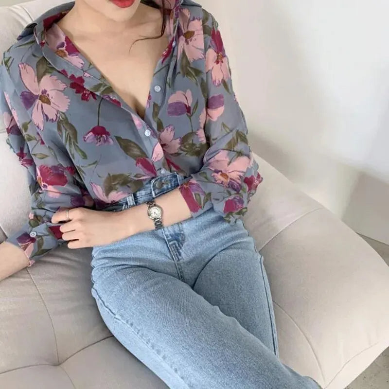 Elegante Chiffon Blouse Voor Dames