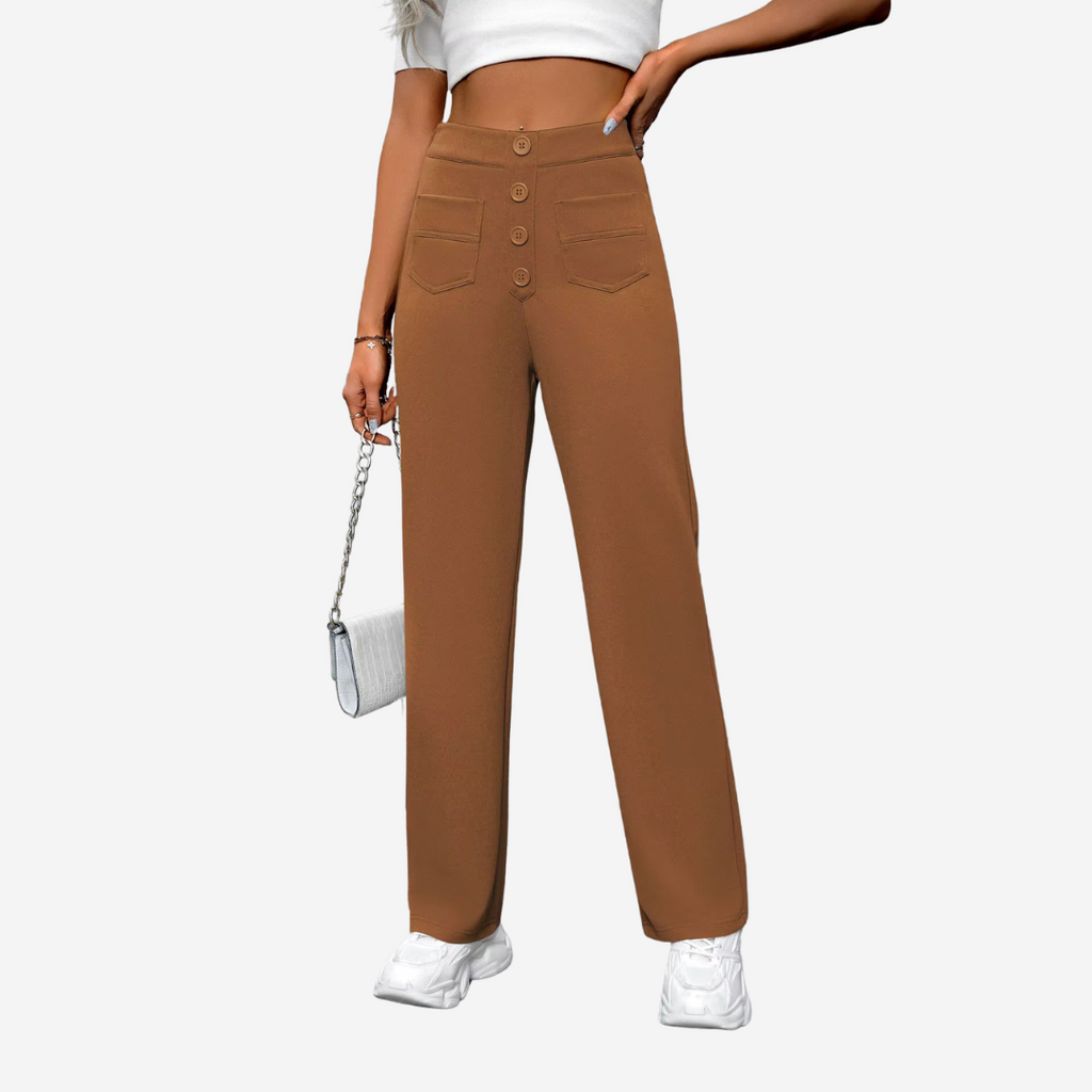 Comfortabel Rechte Broek met Hoge Taille