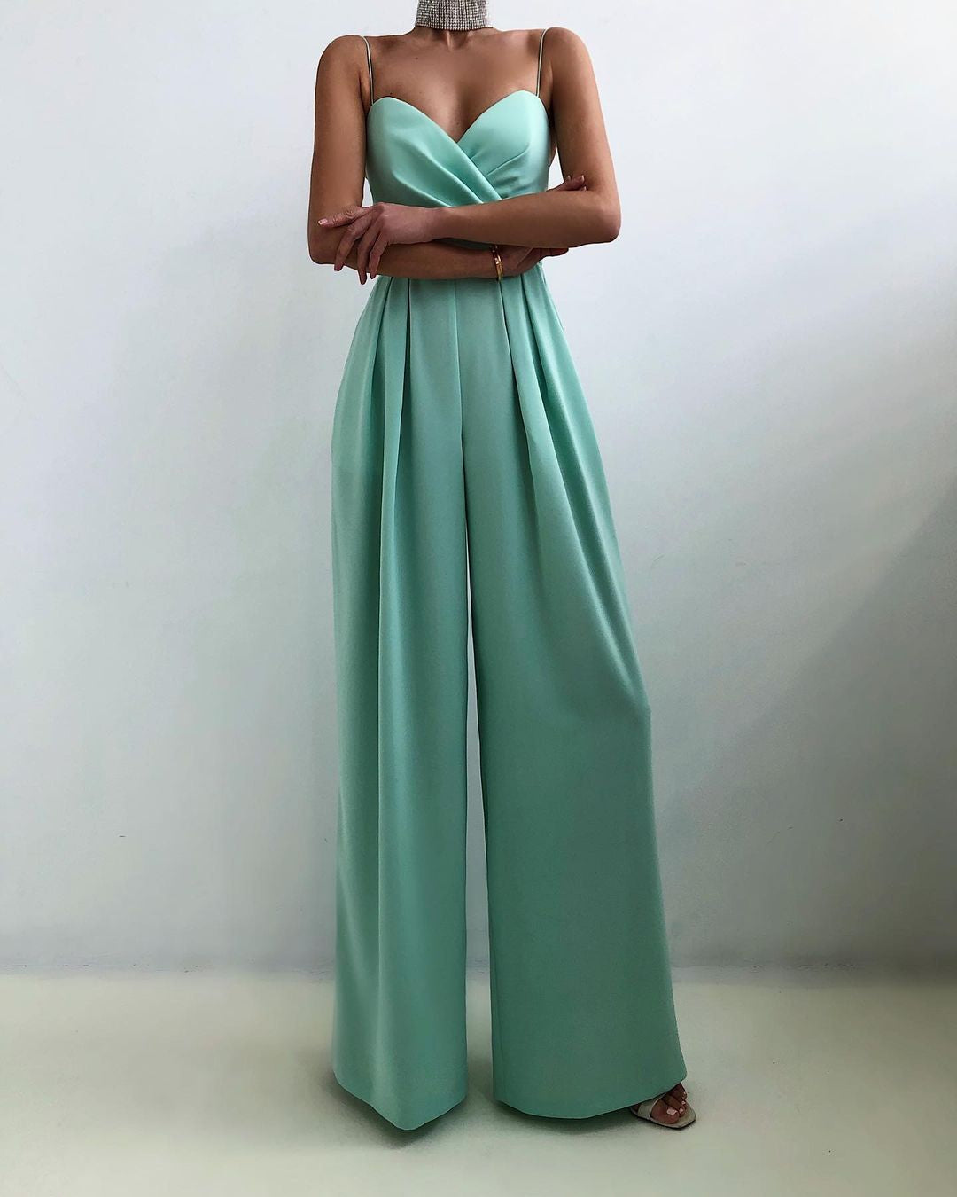 Elegante Jumpsuit met Spaghettibandjes en Wijde Pijpen
