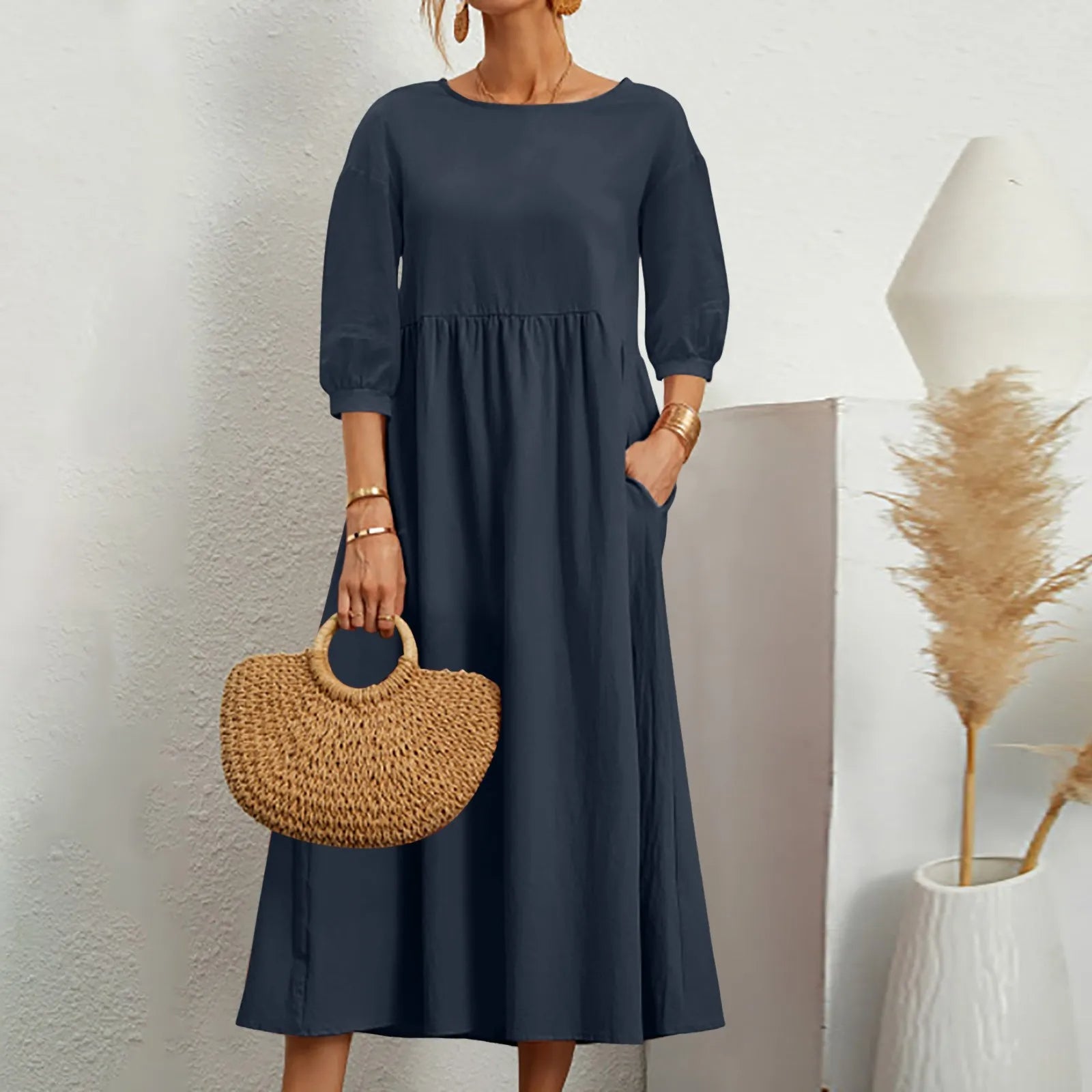 Celine – Midi-Jurk met Patchwork