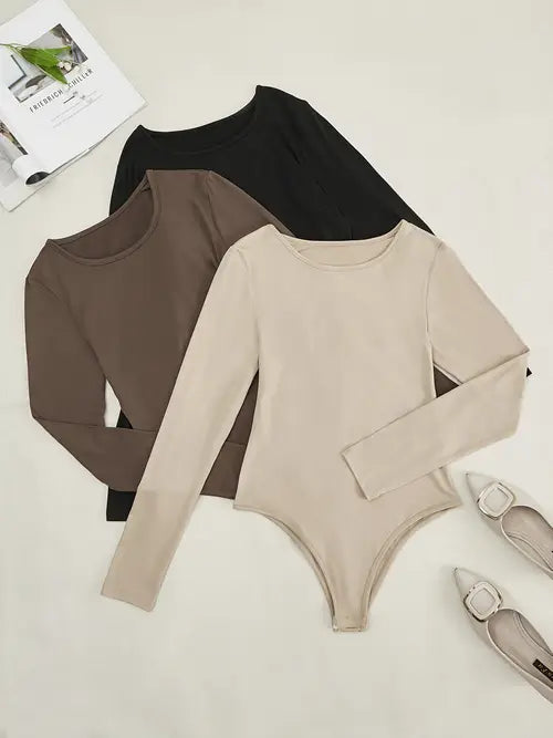 3-pack damesbodysuits met lange mouwen