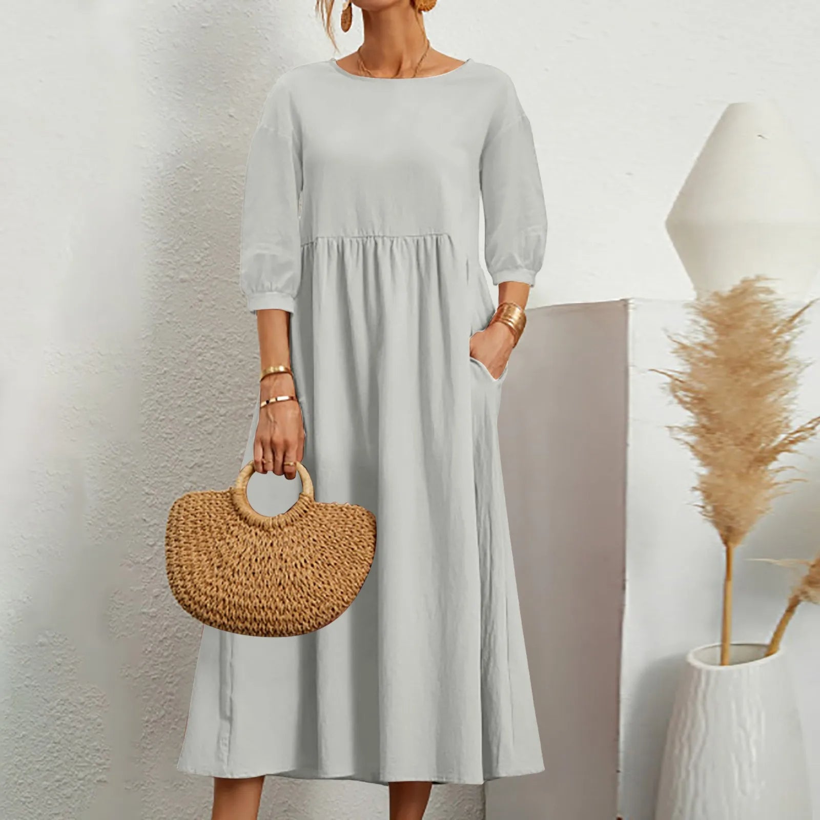 Celine – Midi-Jurk met Patchwork