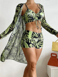 Dames Bikiniset met hoge taille en lange mouwen