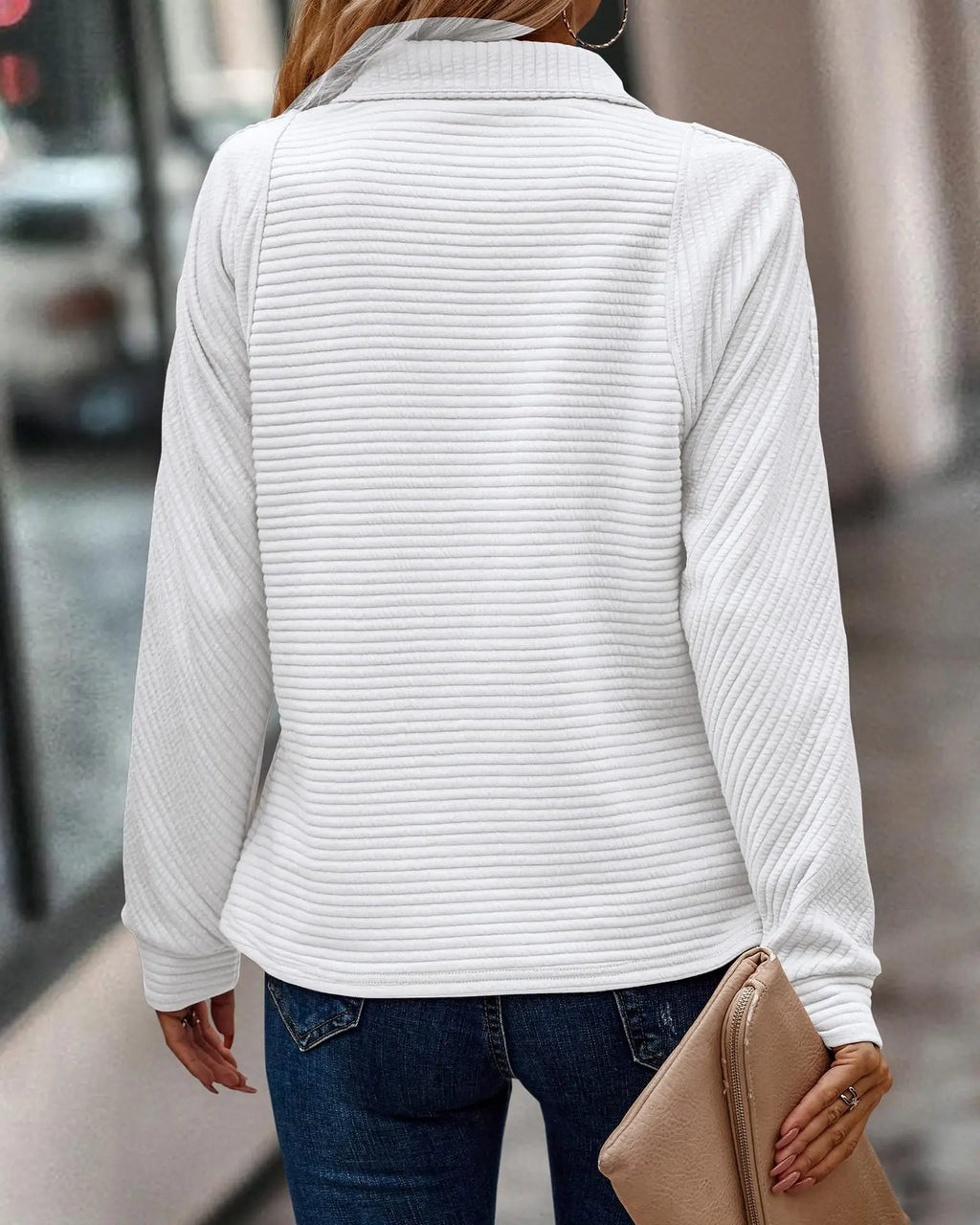 Sportieve Dames Pullover met Ritskraag