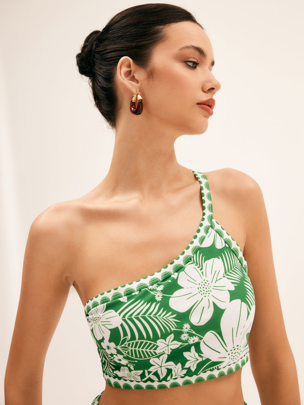 Vienna - Floral One Shoulder Bikini Set Met Hoge Taille