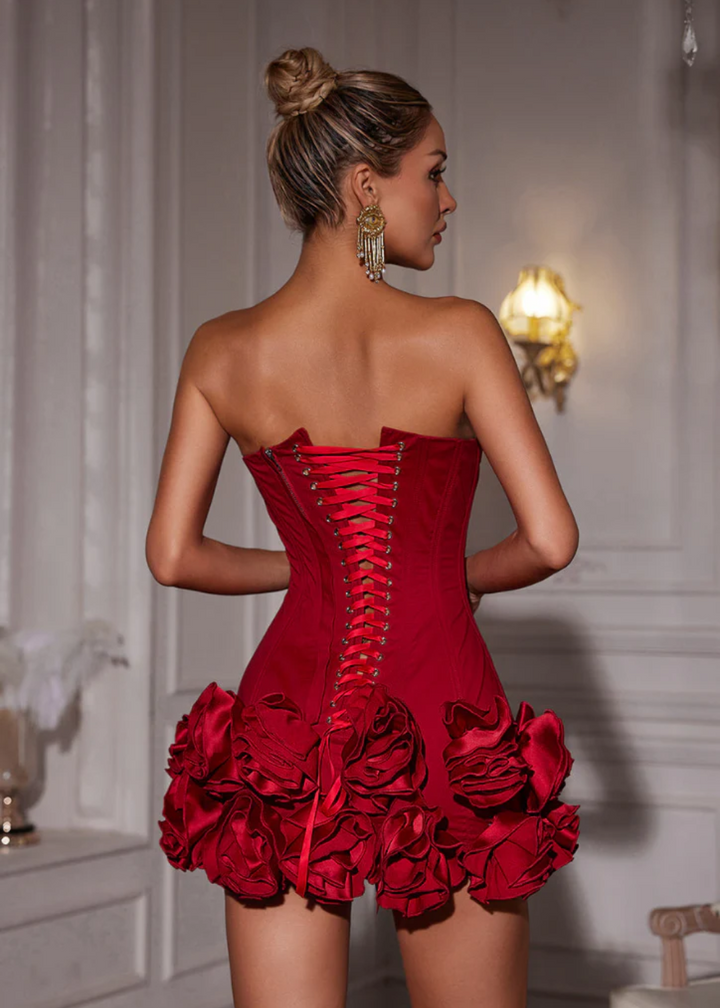 Elegante Corset Mini Jurk met Structuur