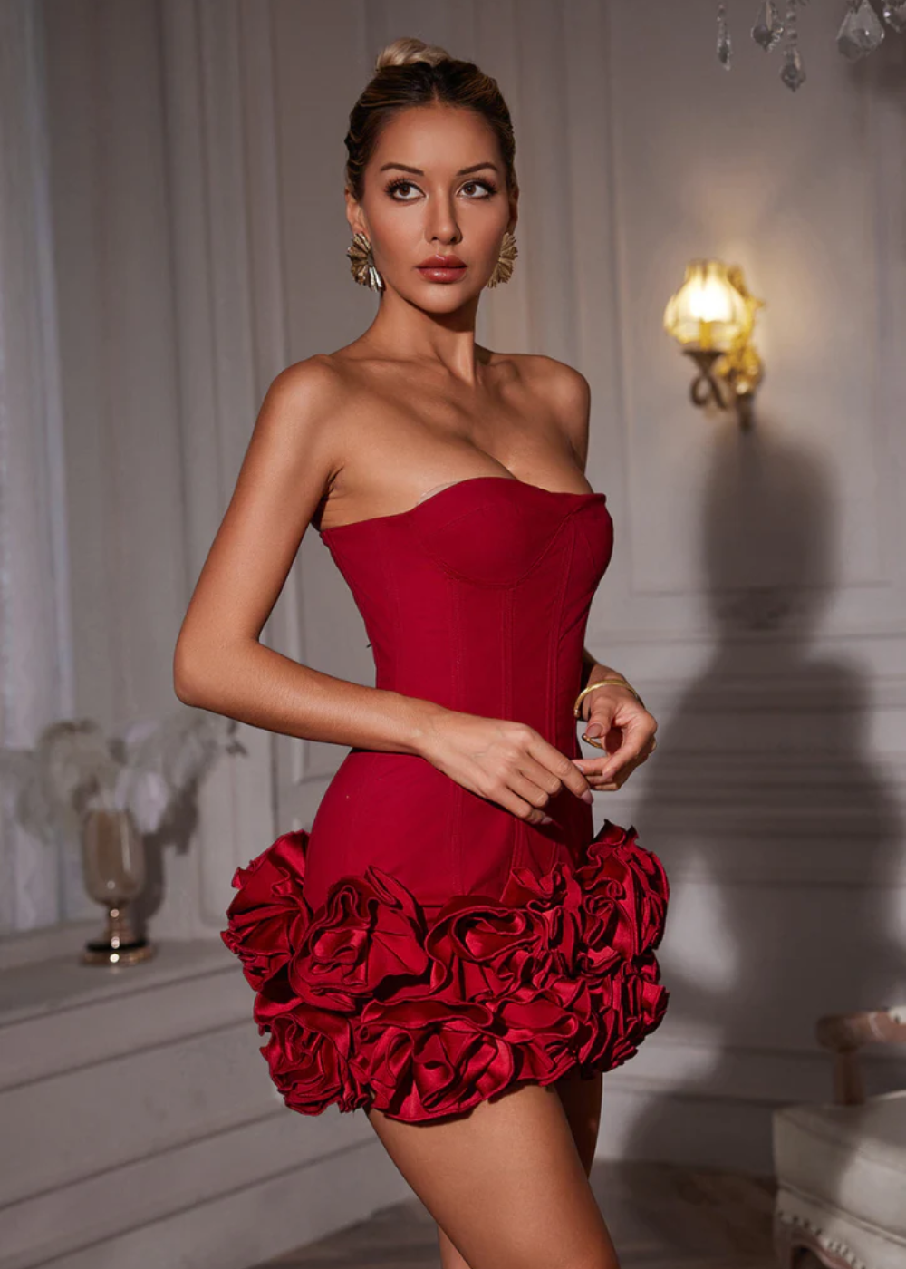 Elegante Corset Mini Jurk met Structuur