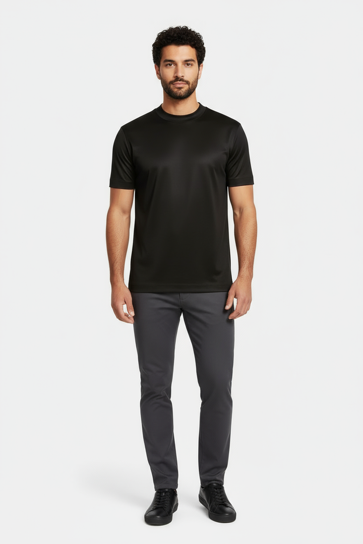 Luxe Glanzend Zwart T-shirt