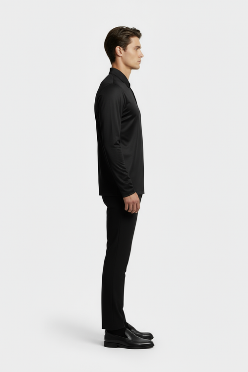 Black Longsleeve Polo