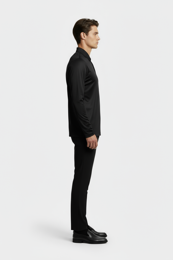 Black Longsleeve Polo