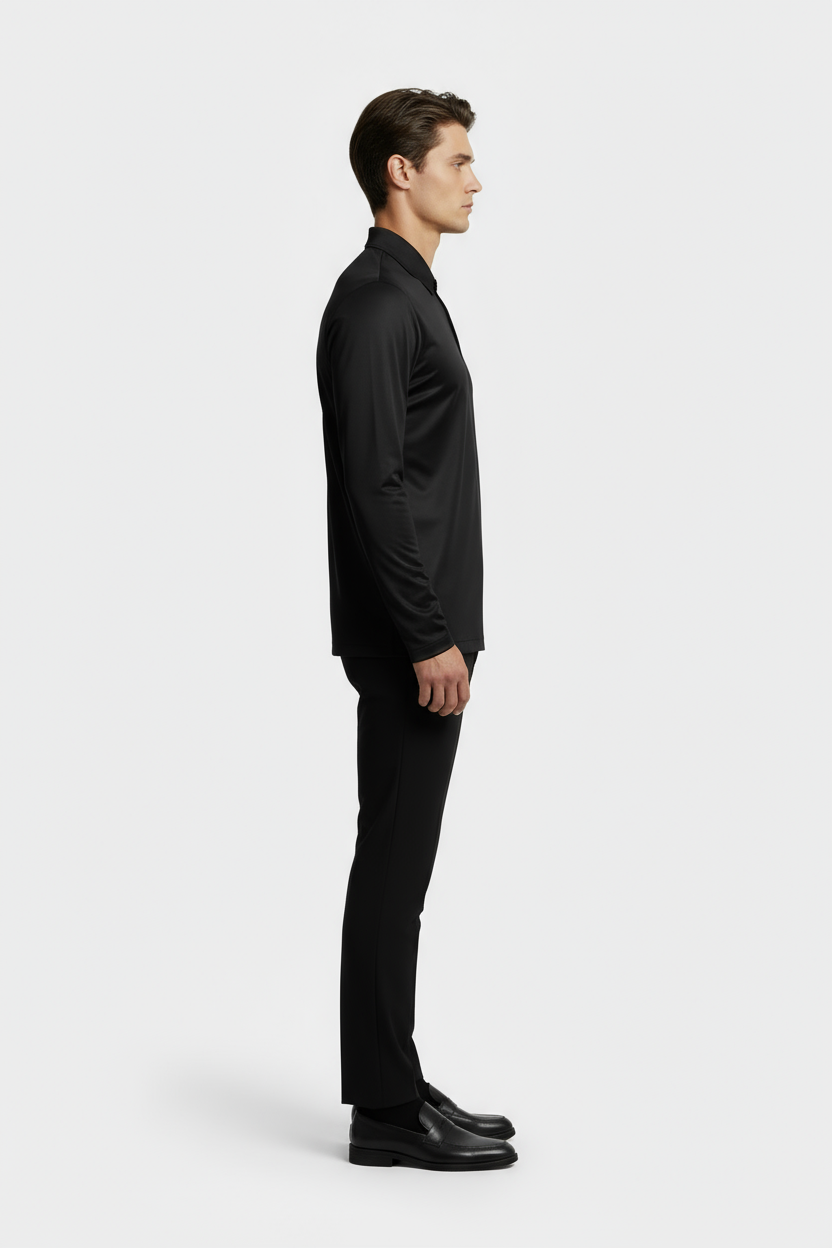 Black Longsleeve Polo Shirt