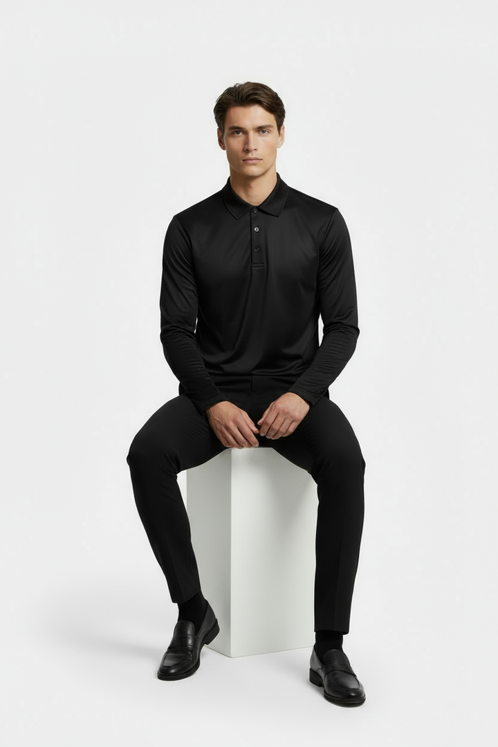 Black Longsleeve Polo