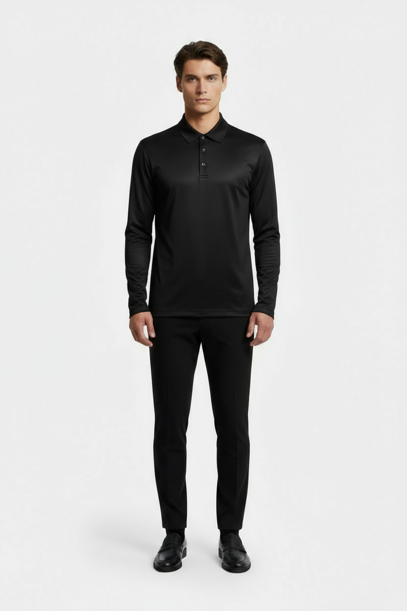 Black Longsleeve Polo