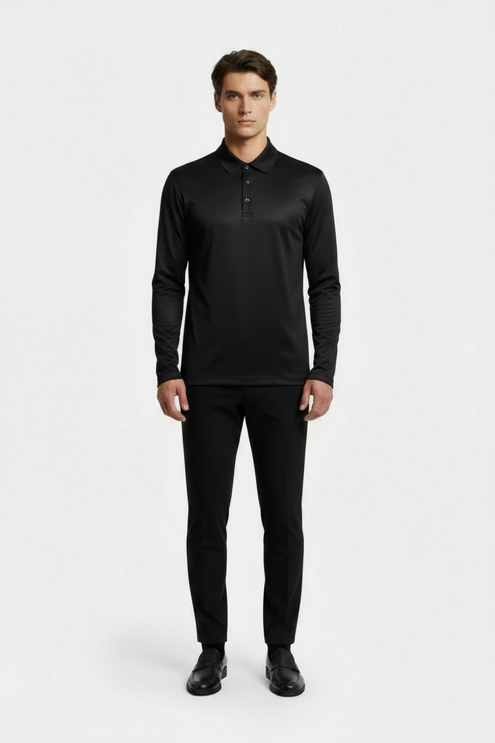 Black Longsleeve Polo