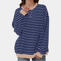 Aaliyah – Oversized Gestreept T-shirt met Lange Mouwen voor Dames