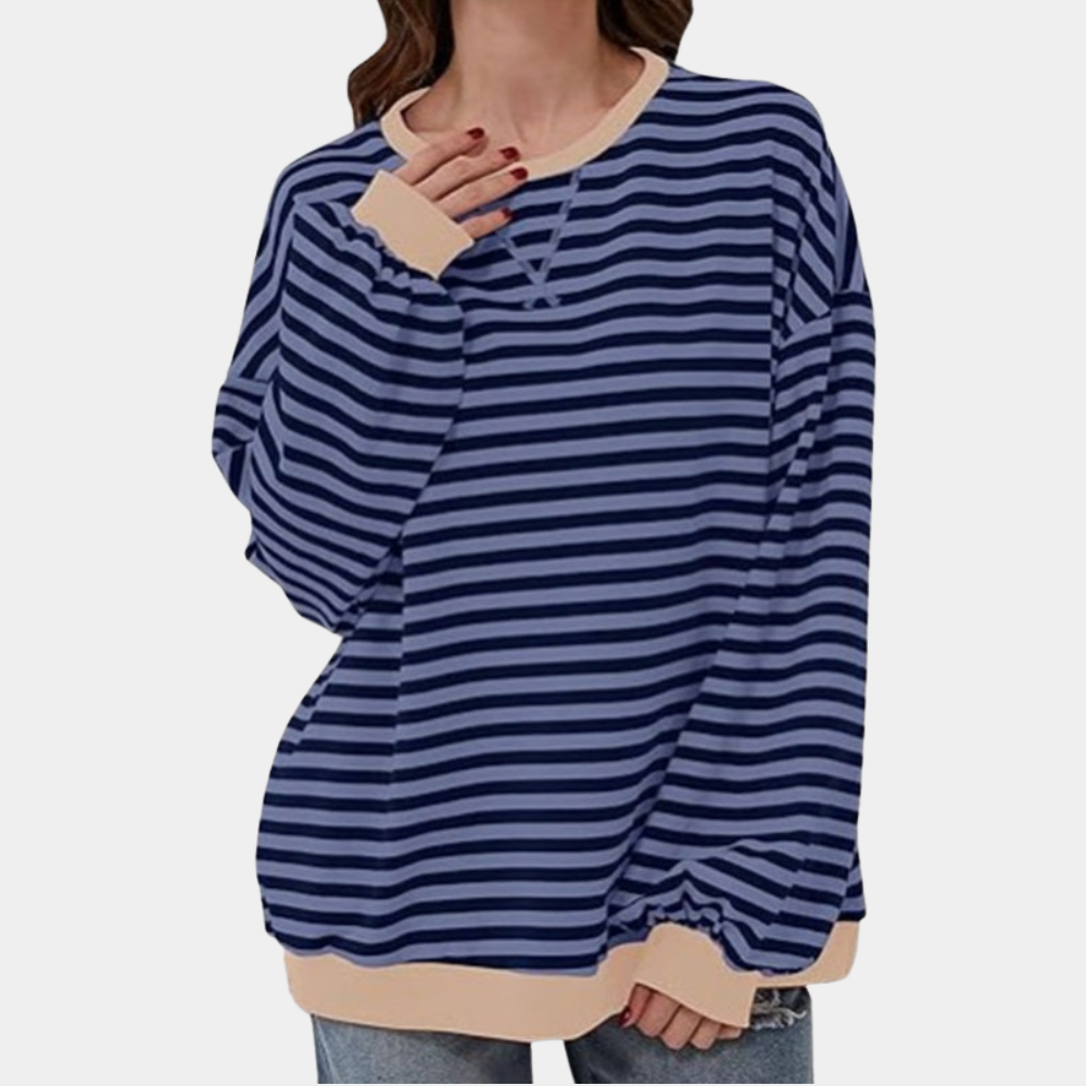 Aaliyah – Oversized Gestreept T-shirt met Lange Mouwen voor Dames